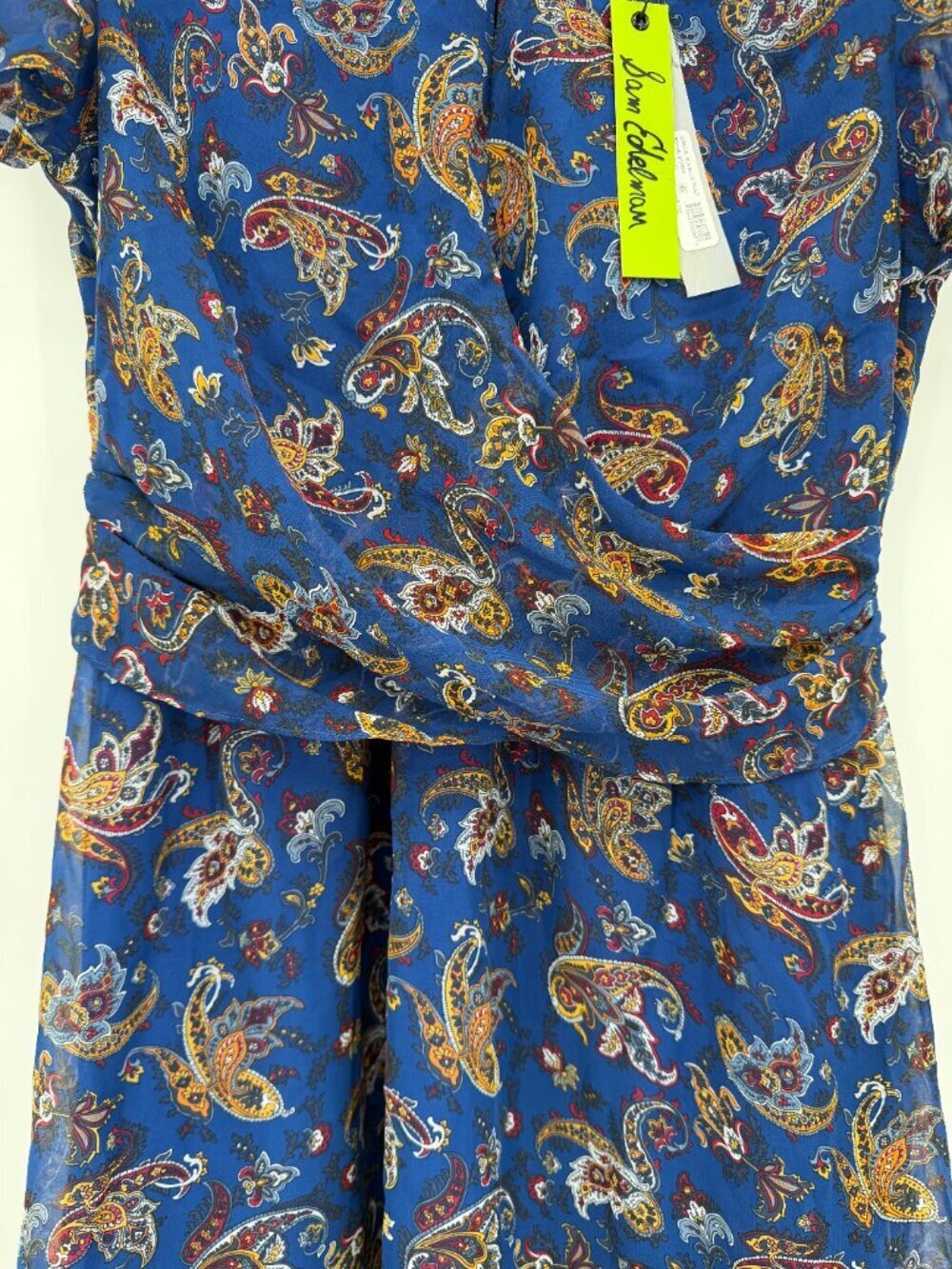 NWT Sam Edelman Blue Paisley Fit & Flare Mini Dress Size 6 Sheer Sleeve - Picture 3 of 11